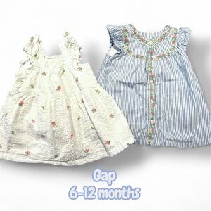 VGUC Gap Dresses w/ Embroidered Flowers; Lined w/ White Diaper Cover (6-12 mos)